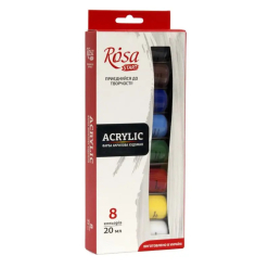 Set culori acrilice Rosa Studio 8 x 20 ml.