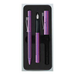 Set cu pix si stilou Faber Castell Grip Glam Violet