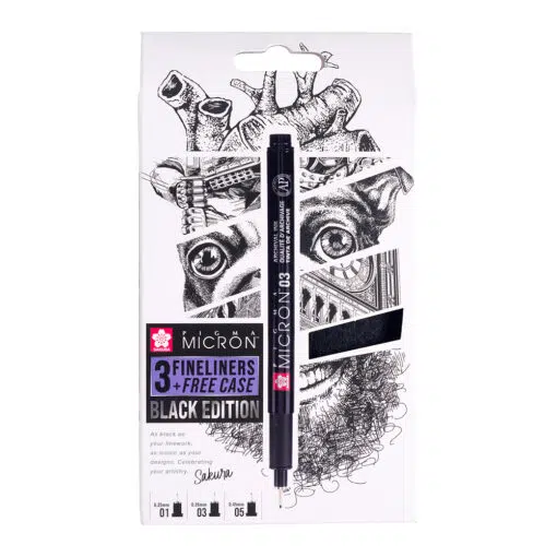 Set 3 Linere Sakura Pigma Micron Black + Penar Cadou