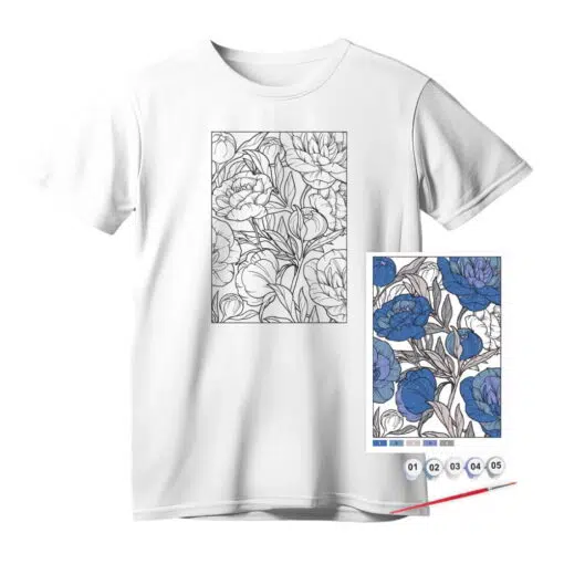 Set Pictura Pe Tricou Rosa Talent Blue Peonies